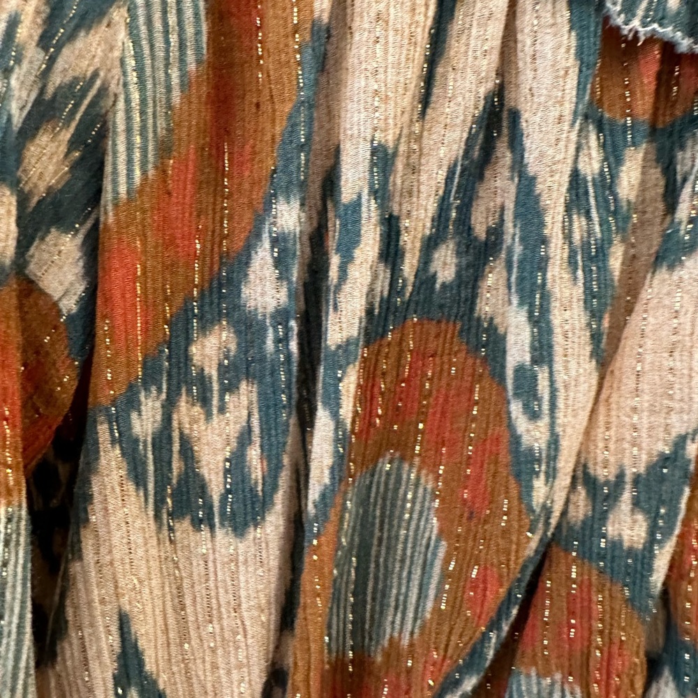 Ulla Johnson chiffon Ikat print lurex top. - Picture 2 of 5